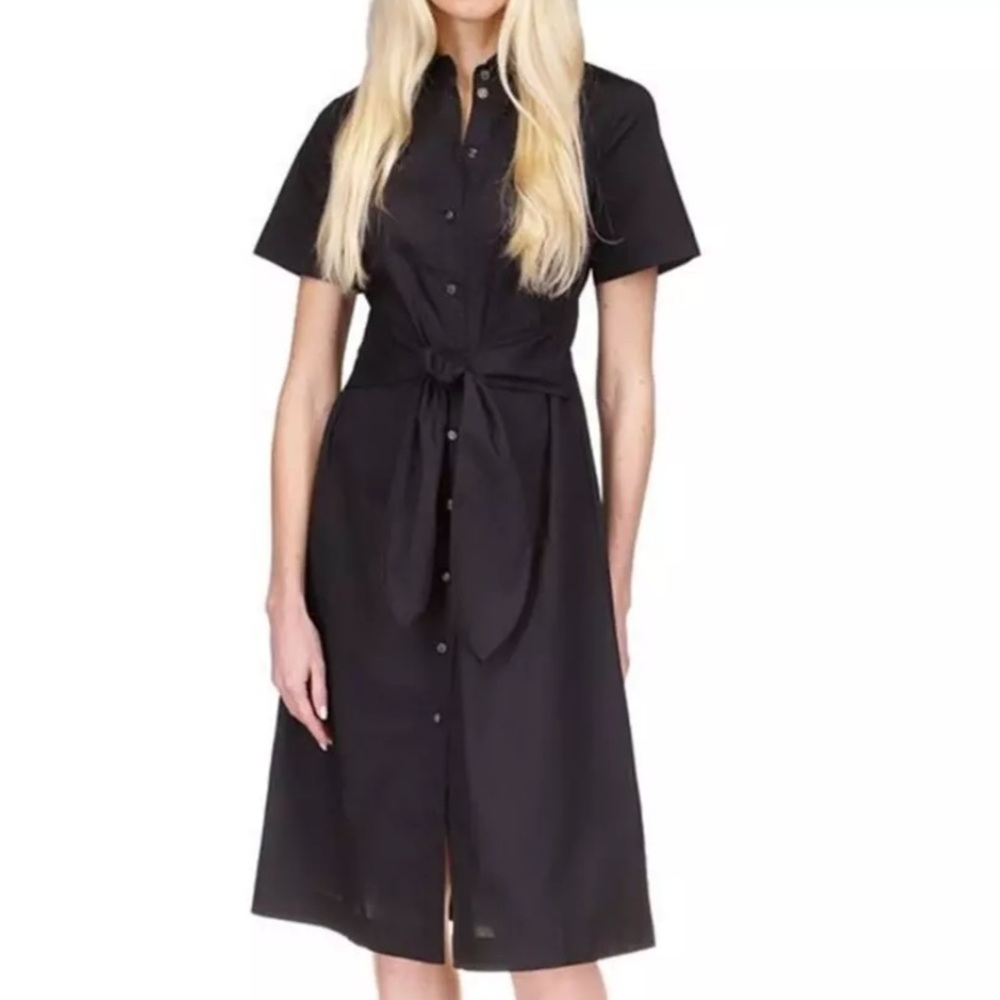 MICHAEL Michael Kors Black Button-Front Midi Shirt Dress